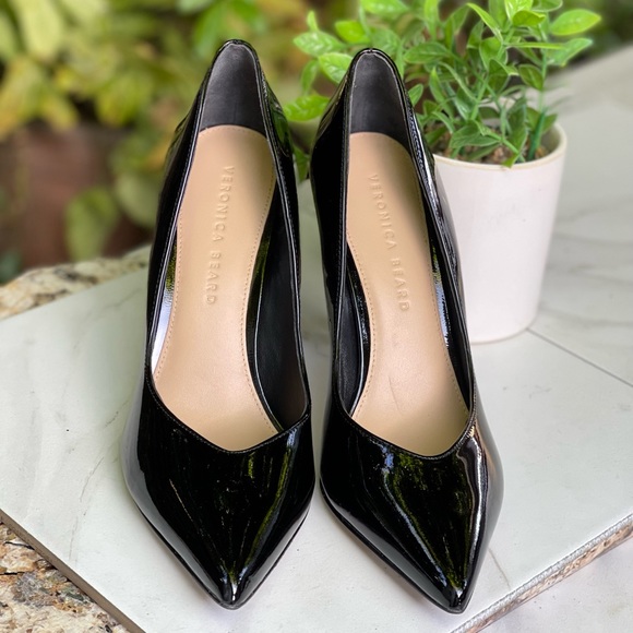 VERONICA BEARD Nathalia pointed toe black patent leather pumps size 7.5 - Picture 9 of 14